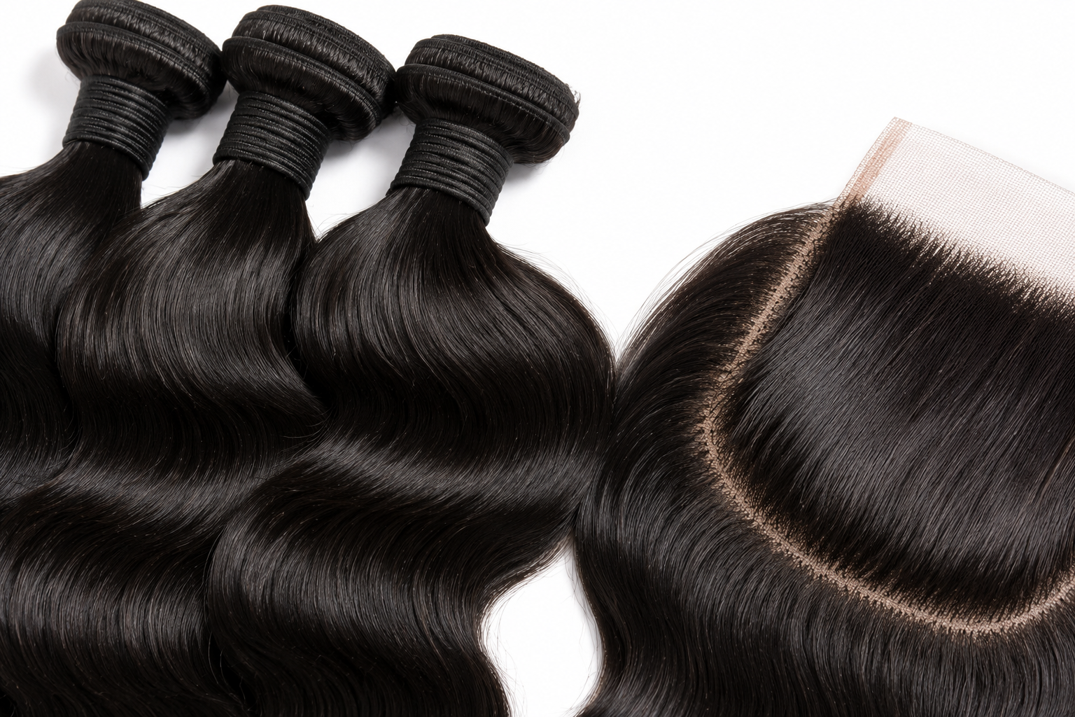 Close-up of premium human hair bundle showing aligned cuticles and reinforced wefts Close-up of premium human hair bundle showing aligned cuticles and reinforced wefts